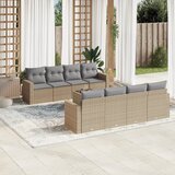 vidaXL 9-dijelni set vrtnih sofa s jastucima bež od poliratana Cijene