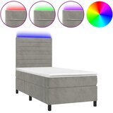  box spring s madracem LED svjetlosivi 80x200 cm baršun | shoptok.hr