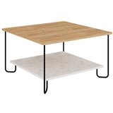 Marckeric Bela/v naravni barvi mizica z mizno ploščo v hrastovem dekorju 80x80 cm Tonka – Cene