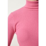  Women's Pink Turtleneck Ribbed Knitted Blouse | Eponuda.ba