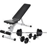 vidaXL Vadbena klop s kompletom uteži in palic 60,5 kg Cene