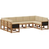 vidaXL Zunanja garnitura za sedenje z blazino 9 pcs Naravna in bež, (5000281334) | Shoptok.si