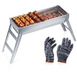 Vilde zložljiv prenosni žar na oglje 73 × 21 × 37 cm, inox + zaščitne rokavice Cene