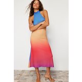 Trendyol Multi-Colored Patterned Halter Neck Fitted Flexible Knitted Midi Dress Cene