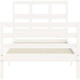  Posteljni okvir z vzglavjem bel 2FT6 trden les | Shoptok.si