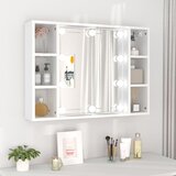 vidaXL Ormarić s ogledalom i LED svjetlima bijeli 76 x 15 x 55 cm Cijene