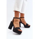 Kesi Black Acrana High Heeled Denim Sandals