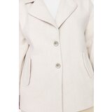 Trendyol Curve Ecru Button Detailed Stamp Woven Coat | Shoptok.si