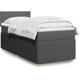 vidaXL Box spring postelja z vzmetnico temno siva 90x200 cm blago | Shoptok.si