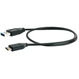 USB kabel (0,5 m, USB A vtič, USB C vtič, Črne barve)
