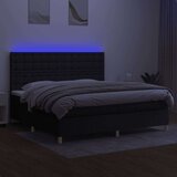 Krevet box spring s madracem LED crni 200x200 cm od tkanine | shoptok.hr