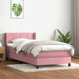 Box spring postelja z vzmetnico roza 90x220 cm žamet, (21791650) Cene