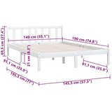 vidaXL Okvir za krevet od masivne borovine bijeli 140 x 190 cm | shoptok.hr