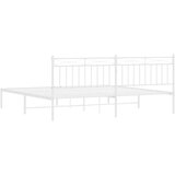 Metalni Kovinski posteljni okvir z vzglavjem bel 200x200 cm | Shoptok.si