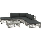 The Living Store Vrtna garnitura z blazinami 6-delna poli ratan siva - Vrtna Garnitura, (21421999) | Shoptok.si