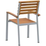  Stacking Garden Chair Siva Smeđa Čelik Drvo Standardna veličina | shoptok.hr