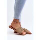 EVENTO Flat Women's Slippers with Weave and Decoration Beige Omenna | shoptok.hr
