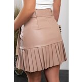 Fenzy Plisirano Mini Krilo Iz Umetnega Usnja S Pasom Chiqui, Rjavo | Shoptok.si