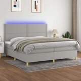  Box spring postelja z vzmetnico LED sv. siva 200x200 cm blago, (20726671) Cene
