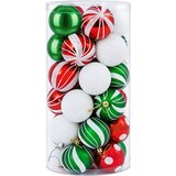  Set božićnih kuglica 30 kom. Bijela, crvena i zelena Ø 6 cm | shoptok.hr