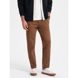 Ombre Men's classic cut chino pants with soft texture - caramel Cene