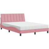 vidaXL Krevet s madracem ružičasti 140x190 cm baršunasti | shoptok.hr