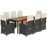  9-dijelni vrtni blagovaonski set s jastucima crni od poliratana | shoptok.hr