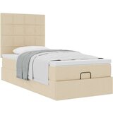 vidaXL Otomanski posteljni okvir z vzmetnico krem 90x190 cm blago, (21610070) | Shoptok.si