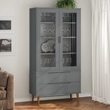 The Living Store Vitrina MOLDE siva 90 x 35 x 175 cm od masivne borovine | shoptok.hr