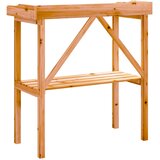 Stol za biljke s policom smeđi 78x38x82,5 cm masivna jelovina | shoptok.hr