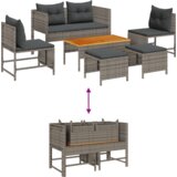 vidaXL vanjski set sofe Siva i tamnosiva Ratan, kaljeno staklo Srednji | shoptok.hr