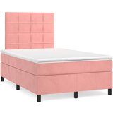 vidaXL Krevet box spring s madracem LED ružičasti 120x190cm baršunasti | shoptok.hr