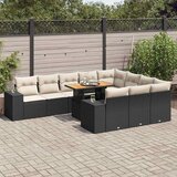 vidaXL 10-dijelni set vrtnih sofa s jastucima crni poliratana bagrem | shoptok.hr
