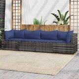 Maison Chic Seti vrtnega pohištva - Vrtna garnitura - Vrtni pohištvo set 4-delna z blazinami siv poli ratan, (21816420) | Shoptok.si