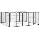  Ograda za pse s 20 panela crna 50 x 100 cm čelik obložen prahom | shoptok.hr