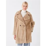 LC Waikiki Jacket Collar Plain Long Sleeve Fur Women's Coat