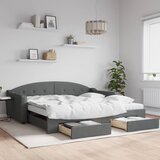 vidaXL Izvlečna dnevna postelja s predali temno siva 100x200 cm blago Cene