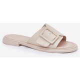 S. BARSKI Leather Women's Slippers With Buckle D&A Beige | shoptok.hr