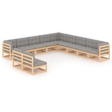  Sedežna garnitura 11-delna z blazinami trdna borovina | Shoptok.si