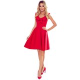 Numoco 307-1 POLA dress with frills on the neckline - red | Shoptok.si