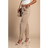Fenzy Dolge Hlače Z Okrasnim Pasom, Bež | Shoptok.si