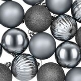  Set božićnih kuglica 75 kom. Siva 6 cm Polistiren - Siva | shoptok.hr