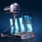 Joyroom Punjač za automobil (JR-CL03) - Produžetak priključaka- 5x USB- 6.2 A -150 cm - crni | shoptok.hr