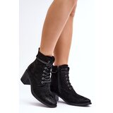 Boto Women's Low Heel Lace-up Black Ankle Boots Serellia | ePonuda.com