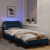  Posteljni okvir z LED lučkami moder 80x200 cm tkanina, (21112178) | Shoptok.si