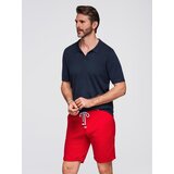 Ombre Men's buttonless polo shirt with classic weave - navy blue | Shoptok.si