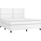  Krevet box spring s madracem LED bijeli 160x200 cm umjetna koža | shoptok.hr