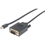 Mini-DisplayPort/VGA adapterski kabel mini DisplayPort vtič, VGA 15-polni vtič 1.8 m črna 152167 zaščita iz folije, okrogel, UL-certificiran, (20416908)