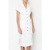 Trendyol Ecru Belt Detailed Pocket Gabardine Shirt Woven Midi Dress Cijene