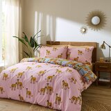 Their Nibs Rožnata/siva bombažna podaljšana posteljnina za zakonsko posteljo 230x220 cm Untamed Cheetah – | Shoptok.si